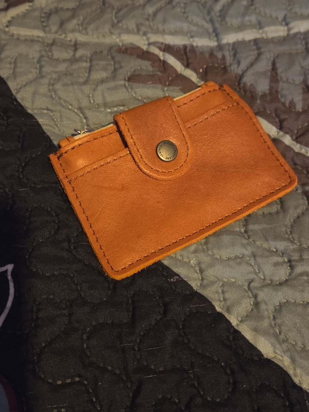 Portland Leather Rust Orange Zip Card Wallet New